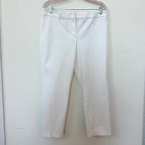 Theory Cropped Pants White Size 10 Cotton Blend Minimalist Classic Workwear